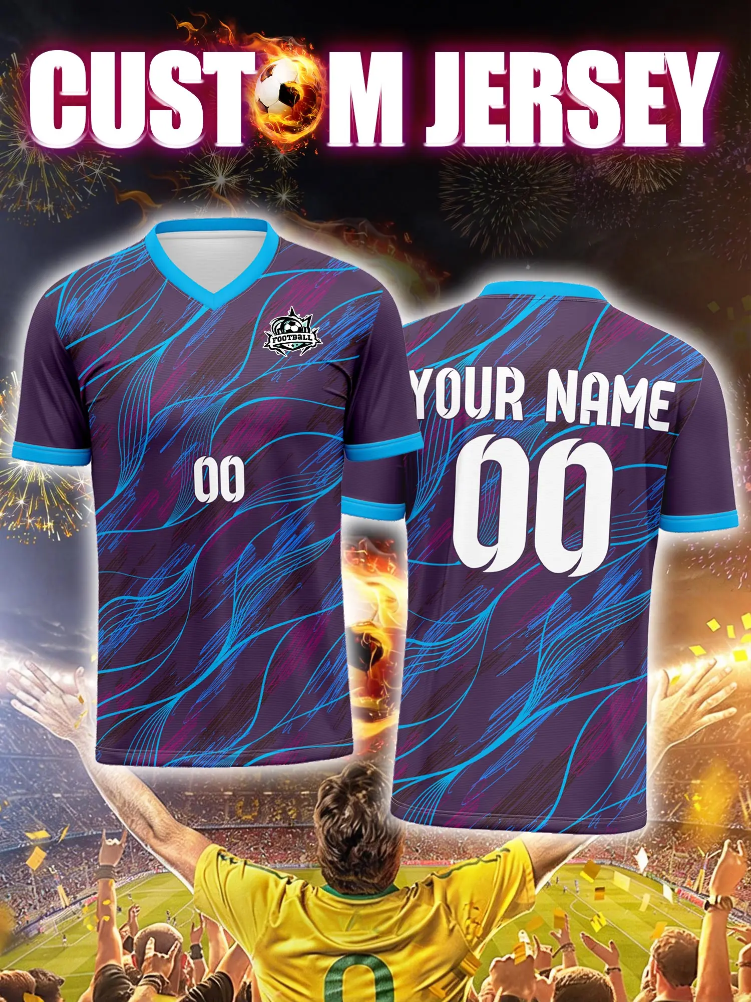 

Футболка для футбола с индивидуальным изображением, номером и именем, подарок на день рождения, сюрприз для фанатов.