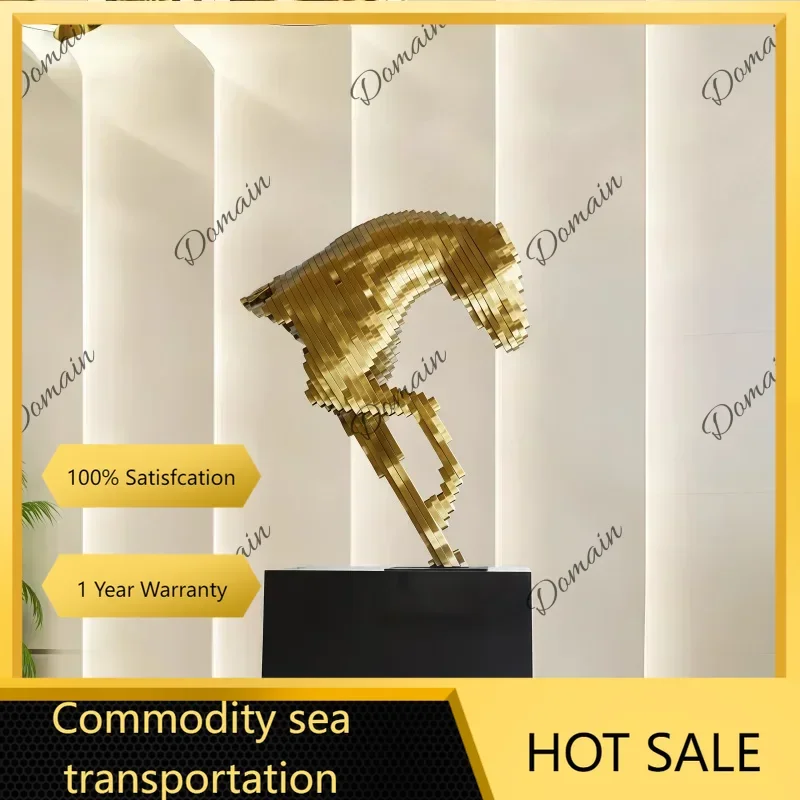 Custom stainless steel geometry horse interior villa company office hotel shopping mall large sculpture ornaments