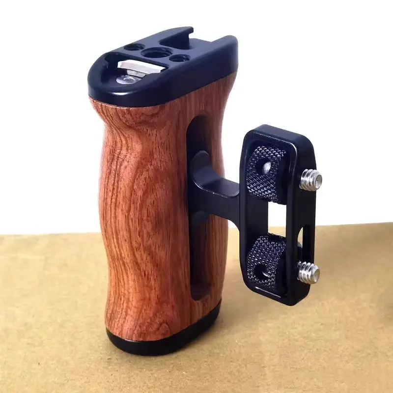 Universal Cage Grip Wooden Left Right Side Handle for Sony Canon Nikon Panasonic Camera Video Support Cold Shoe Handgrip Movable