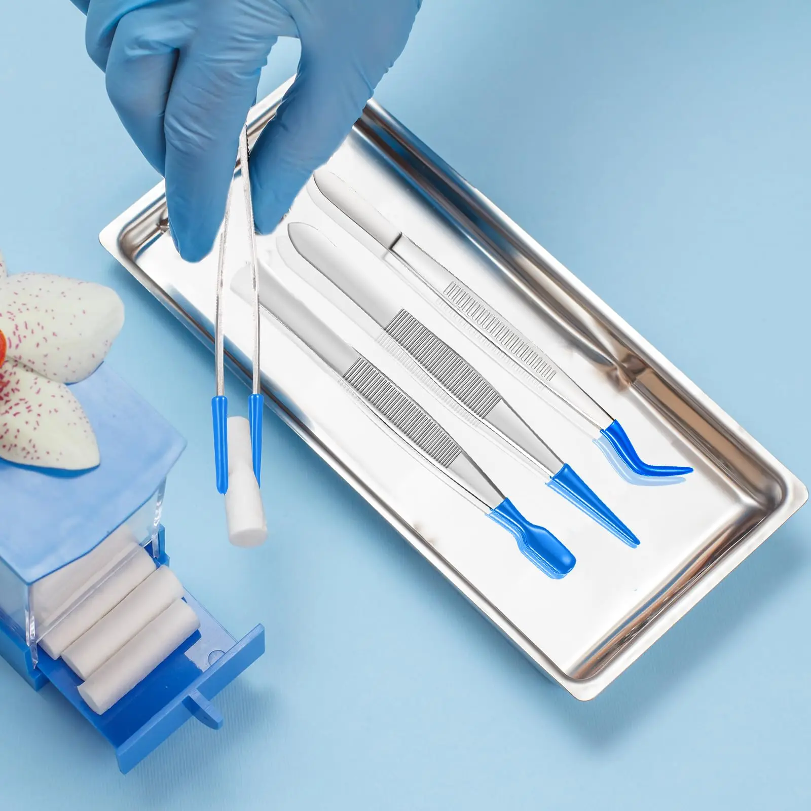 1 Uds. Pinzas con puntas de goma, juego de pinzas recubiertas de PVC, pinzas de punta recta de goma, pinzas de punta plana de goma, dobladas largas