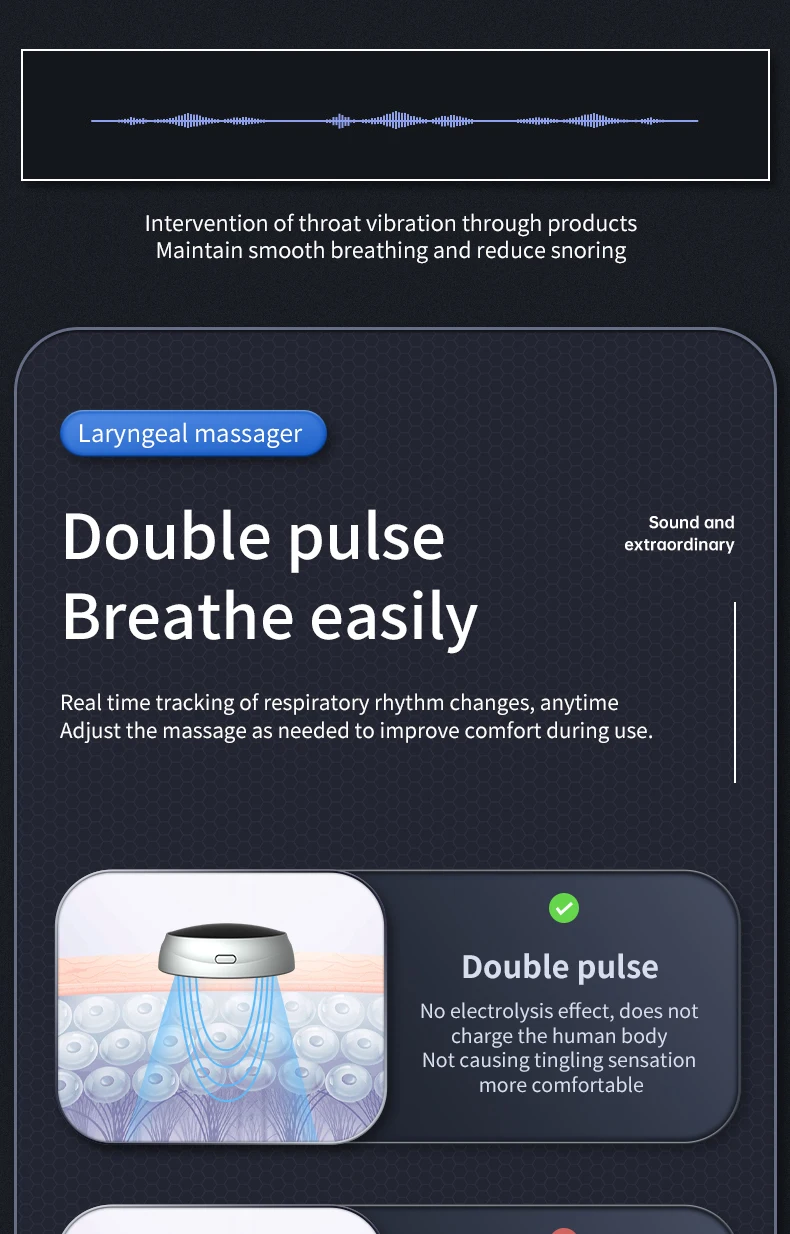 Anti-Schnarch-Gerät mit Dual-Puls-Stimulation - Schlafapnoe-Linderung, Schnarchreduktion, Muskeltrainer für eine ruhige Nacht – Detail 8