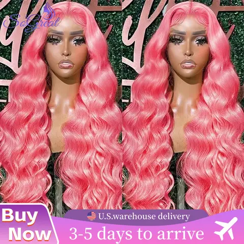 SoGreat Pink Wig Body Wave Lace Front Wig 13x6 Loose Body Wave 13x4 Lace Frontal Pink Human Hair Wig Colored Natural Brazilian