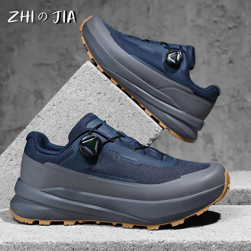 High-Quality Men's Anti slip Sneaker Urban Outdoor Leisure Hiking Shoes Spring and Autumn Mesh Breathable Rotating Buckle Shoes