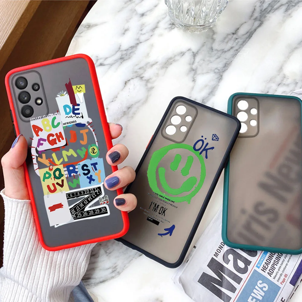 حافظة لهاتف سامسونج A16 S25 Ultra S24 S10 S20 S21 S22 S23 fe نوت 20 OK رجل ناعم وجه محظوظ ماتي متجمد غطاء شفاف #3