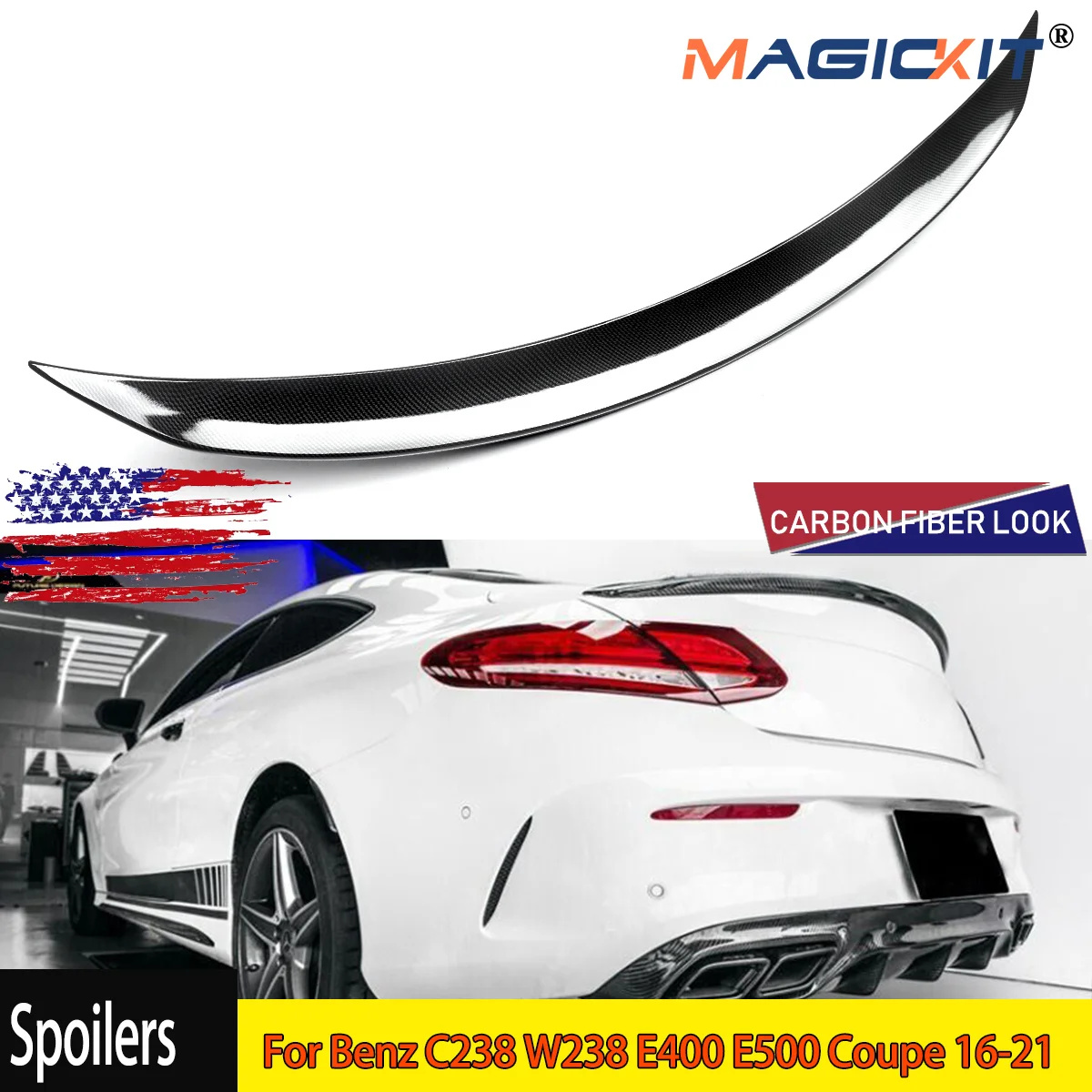 

Rear Trunk Spoiler Wing Lip For Benz C238 W238 E400 E500 Coupe 16-21 AMG Style