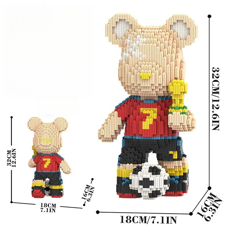 New 3D Kawaii Semi Dissection Bear Model Brick Micro Diamond Building Block Developmental Toys For Boys Kids Birthday Gifts