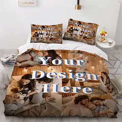 Custom Valentine's Day Duvet Cover with Pillowcases Microfiber Customized Photo 3D Digital Printed Bedding Set Full Queen King
