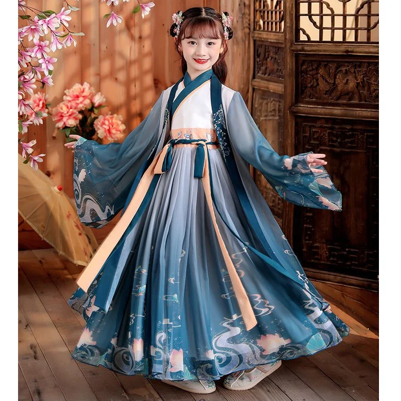 Vestido Hanfu chino de imitación para niña, moda de la dinastía Tang y Song, nuevo