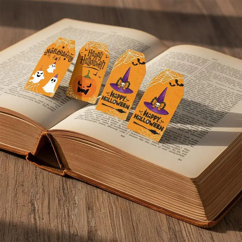 48Pcs Halloween Pumpkin Ghost Paper Tags Holiday Hanging Labels For Gift Package Party Decoration Bookmarks Use Home Decor