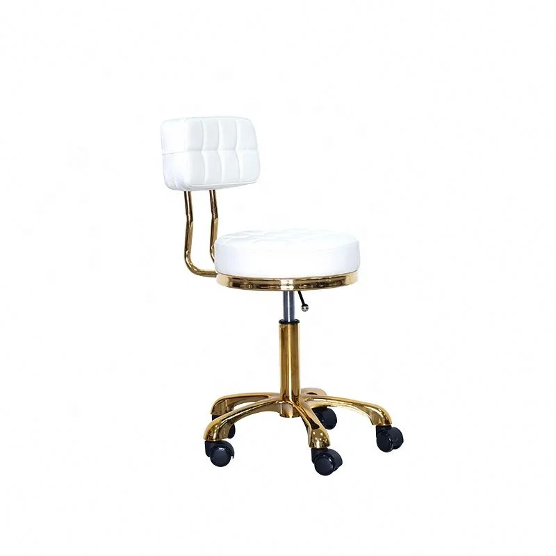 Beauty SPA Adjustable Rolling Hairdressing Gold Master Chair Salon Stool