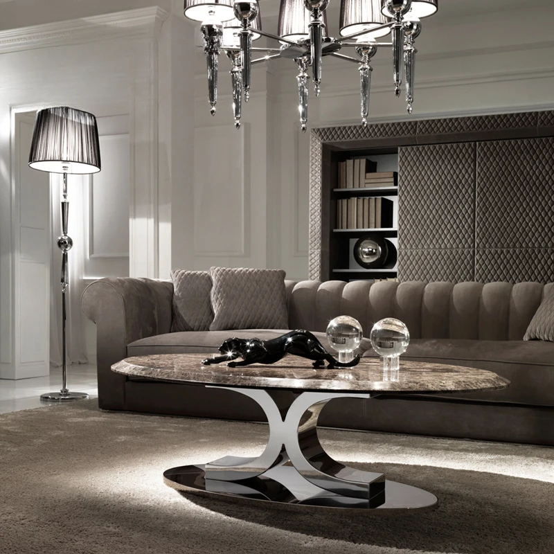 طاولة قهوة شبكية من الرخام ما بعد الحداثة وخزانة تلفزيون، مجموعة إبداعية بسيطة لغرفة المعيشة