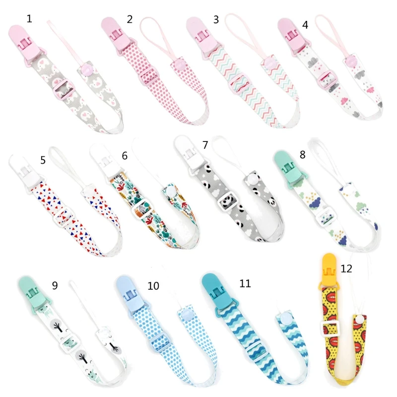 

Cartoon Fixed Button Baby Pacifier Clip Chain Ribbon Dummy Soother Holder Chain Anti-drop Buckle Strap Pacifier Baby Feeding