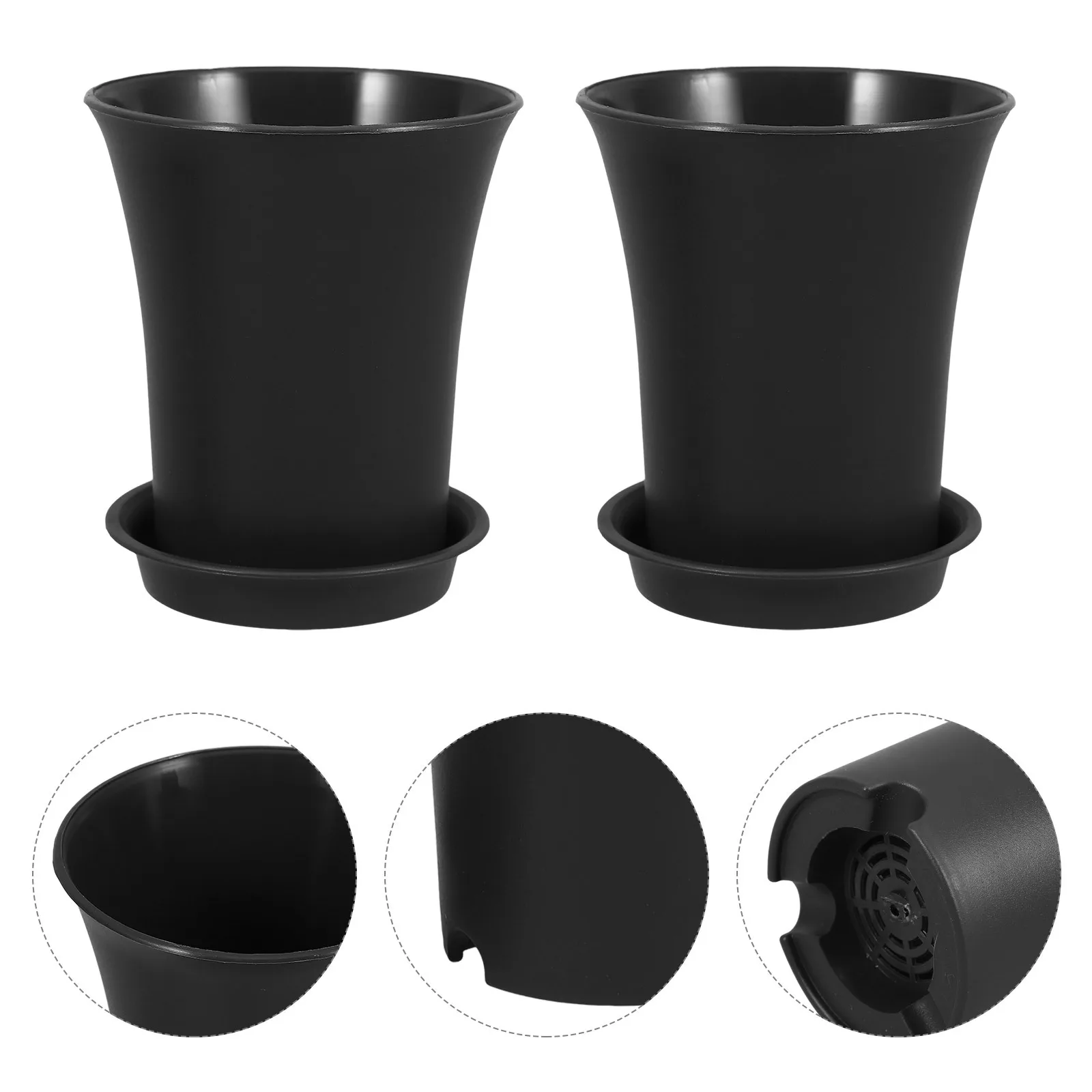 

10Pcs Mini Flower Pots Dark Grey Small Plastic Planters for Indoor Outdoor Succulents Gardening Plants with Drainage Saucers 9cm