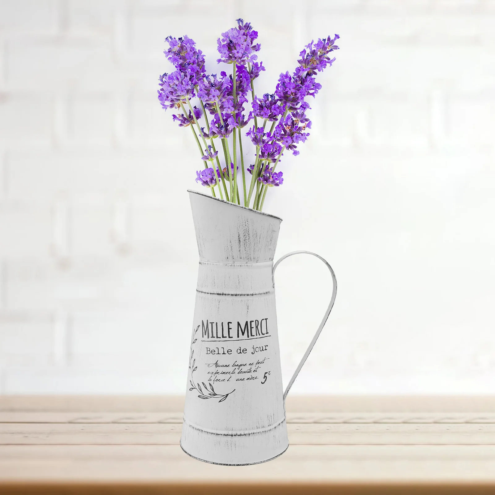 

1Pcs Retro Kettle Shaped Iron Vase Beige Creative Flower Pot Decorative Household Dried Flower Arrangement Garden Ornament