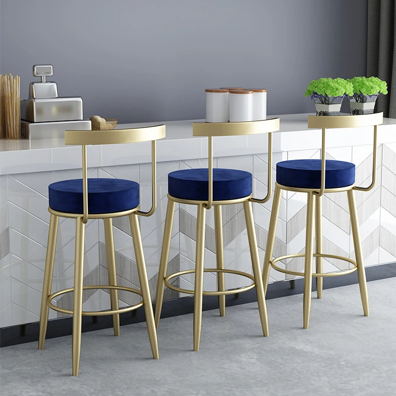 Bar Chair Home Tall Nordic Metal Luxury Gold Velvet Kitchen Leather High Modern Cheap Stools Chair Bar Furniture For Bar Table