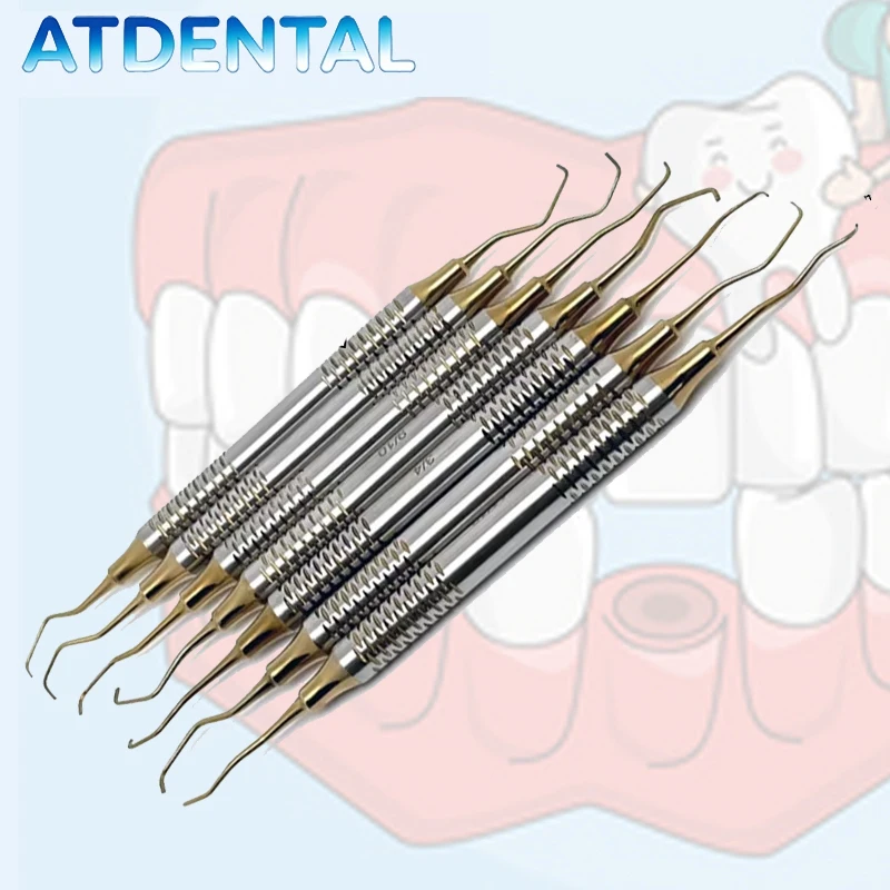 

7Pcs Dental Gracey Curette Kit, Periodontal Scaler & Bone Curette for Oral Care Tool, Teeth Whitening & Cleaning