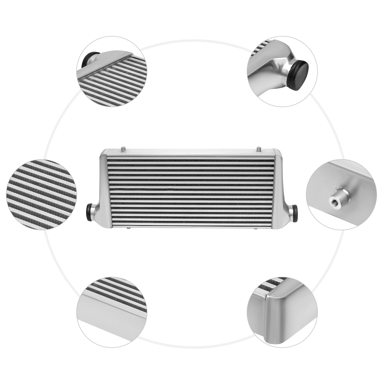 Universal Front Aluminum Intercooler Reduces Fuel Easy Install Corrosion Resistant for Various Models Car Accessories