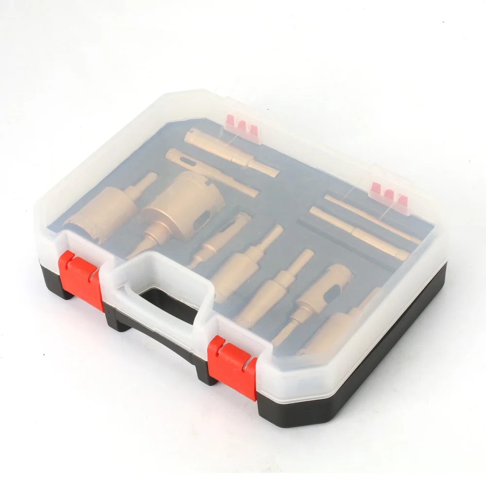 Imagem -02 - Diamante Revestido Brocas Conjunto 1012 Pcs 635 mm Hole Saw Kit Ferramentas Manuais para Vidro Mármore Granito Pedra Telha Cerâmica Caixa de Plástico Acessórios para Ferramentas Eléctricas Entrega Gratuita Alta Qualidade