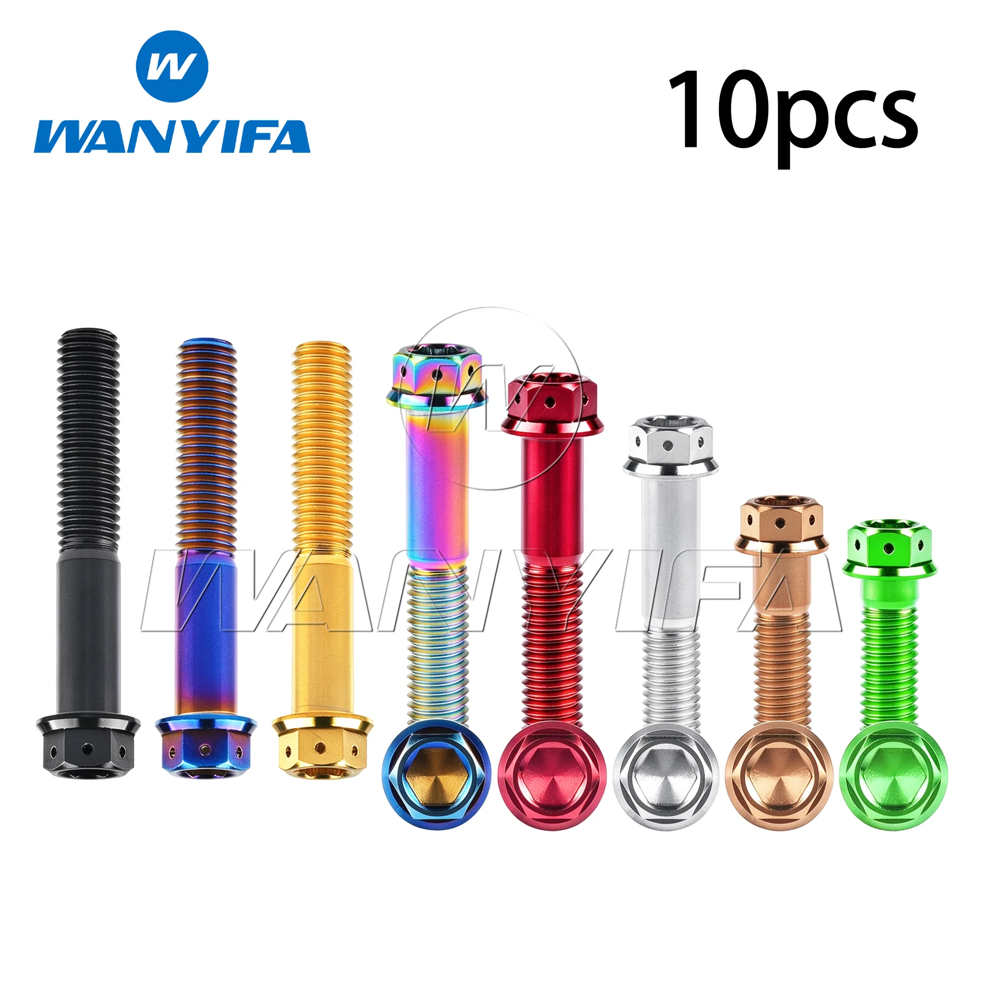 Wanyifa Titanium Bolt M10x20 25 30 35 40 45 50 55 60 65 70 75 80 85 90mm Flange Hex Head Screws for Motorcycle Conversion 10pcs