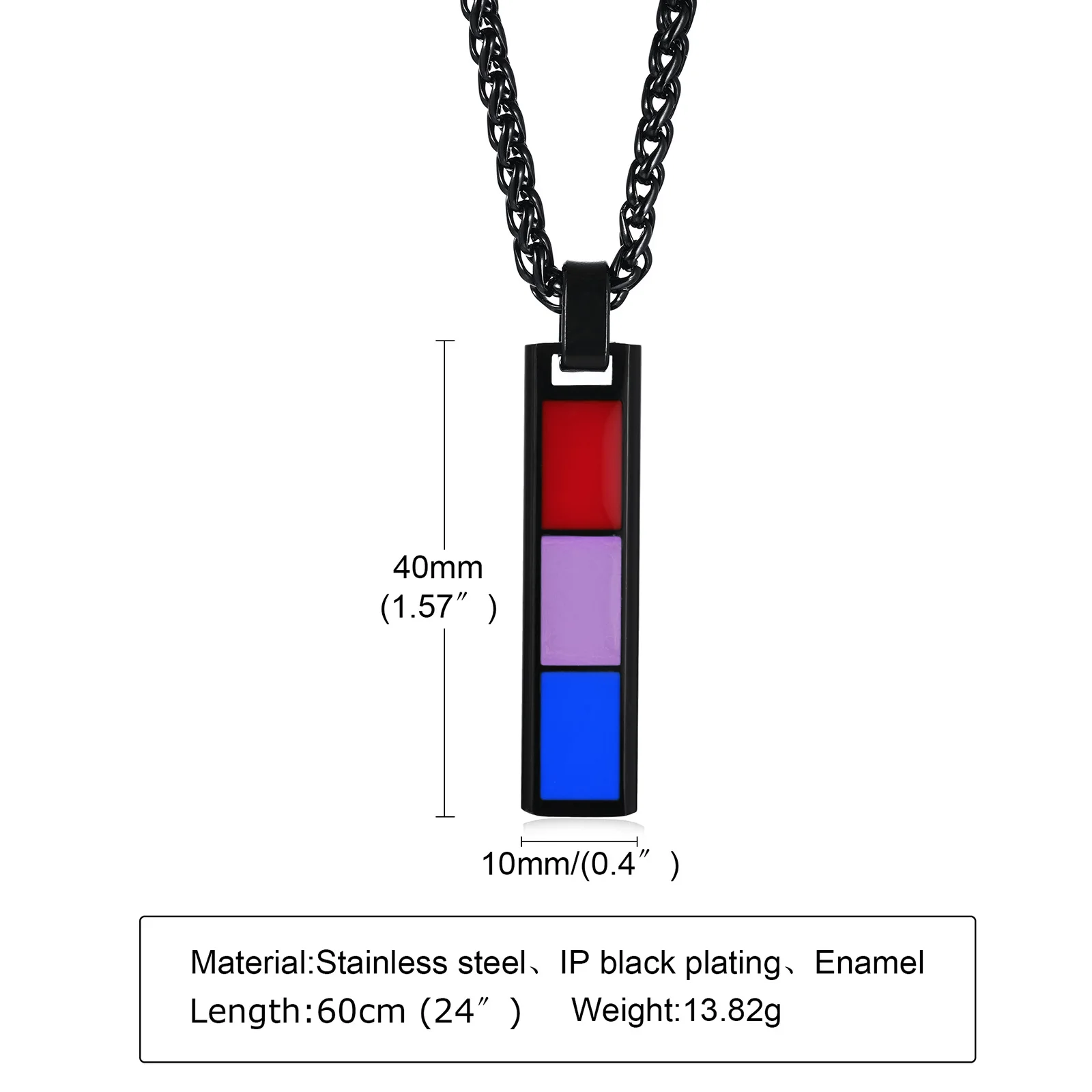 Rainbow Gay Pride LGBT Stainless Steel Rectangle Necklace Friendship Personalise Necklaces Men Pendant Jewelry