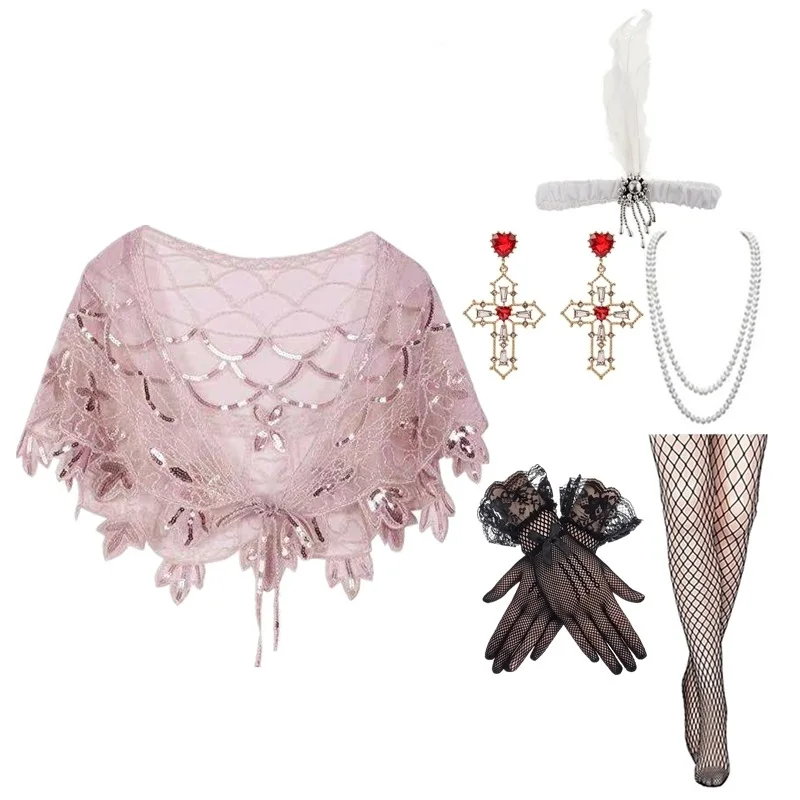 

Retro Sequin awl Set 920s Gatsby Evening Dr oulder awl Accory Winter Summer Decorative Other Fabric Other Pattern