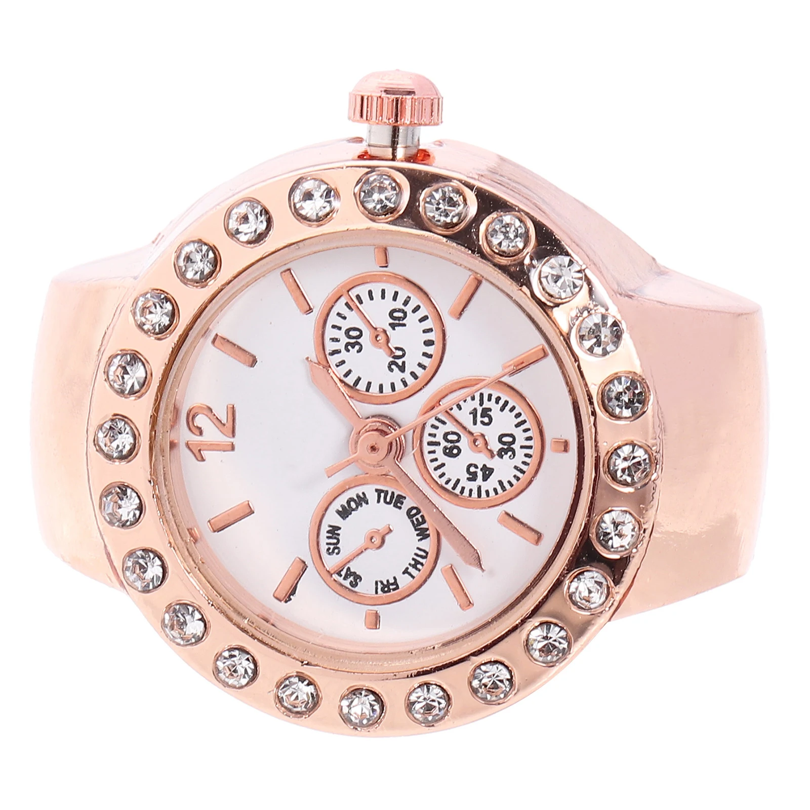 

Watch Three-eyed Ring Rings Watches Jewelry Women Finger Quartz Rose Gold Ladies Nurse