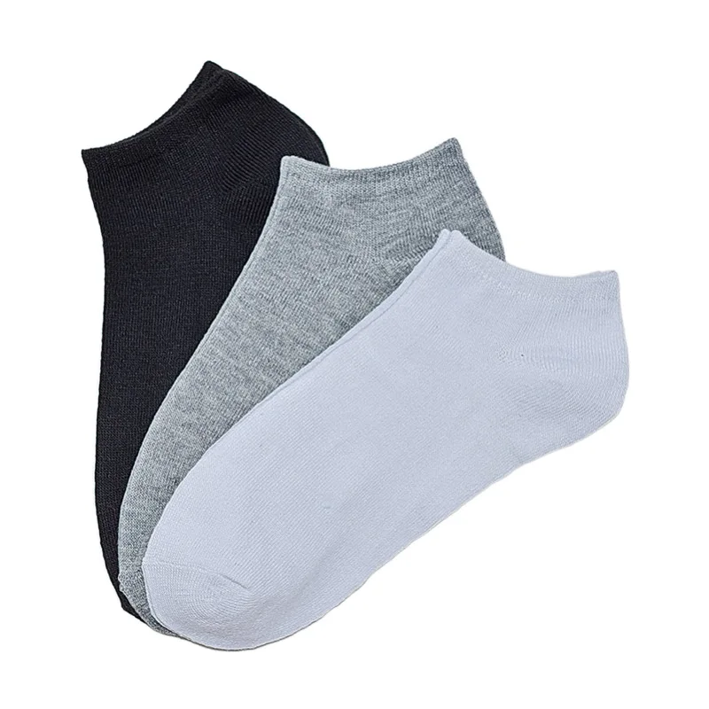 Calcetines deportivos de algodón antideslizantes para hombre y mujer, medias transpirables de corte bajo, Color sólido negro, blanco y gris, 1 par/5