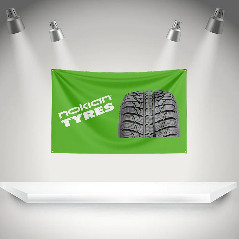 N-Nokian tyres Flag Auto Parts Tools Banner   HD Printing Tapestry Exhibition, Car Fans, Garage Decor