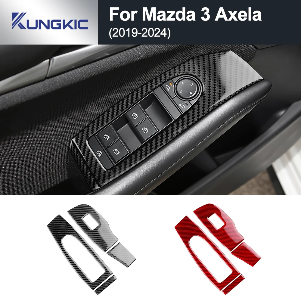 

Real Soft Carbon Fiber Sticker LHD RHD For Mazda 3 BP Axela 2019-2025 Car Front Door Window Lift Panel Interior Accessories