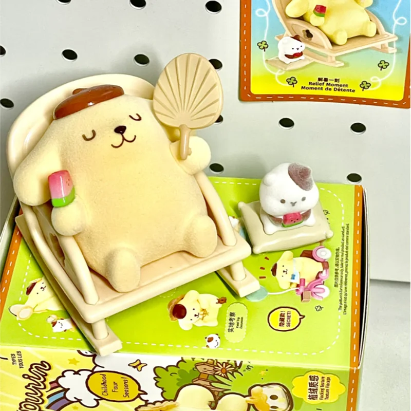 MINISO Sanrio Pompompurin Infanzia Serie Four Seasons Blind Box Kawaii Pesca Pupazzo di neve Modello Giocattolo per bambini Regalo di compleanno