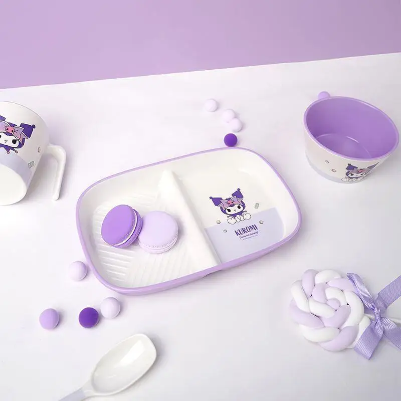

Салатница Hello Kitty, аниме, модная милая студенческая детская кухонная утварь, устойчивая к падениям термостойкая тарелка, набор из четырех предметов
