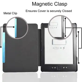 Ochranné pouzdro z PU kůže s magnetickým zavíráním a proti poškrábání, ultra tenké, pro Kindle 5/4. generace (model: D01100) 2011 12 nejlepší prodej pouzdra pro Kindle D01100 - №4