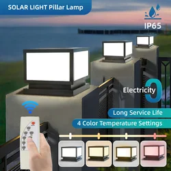 LED Solar Fence Lights with Remote Control 4 Colors Waterproof Outdoor Solar Lamps Garden Porch Sunlight LED Pillar Solar Light