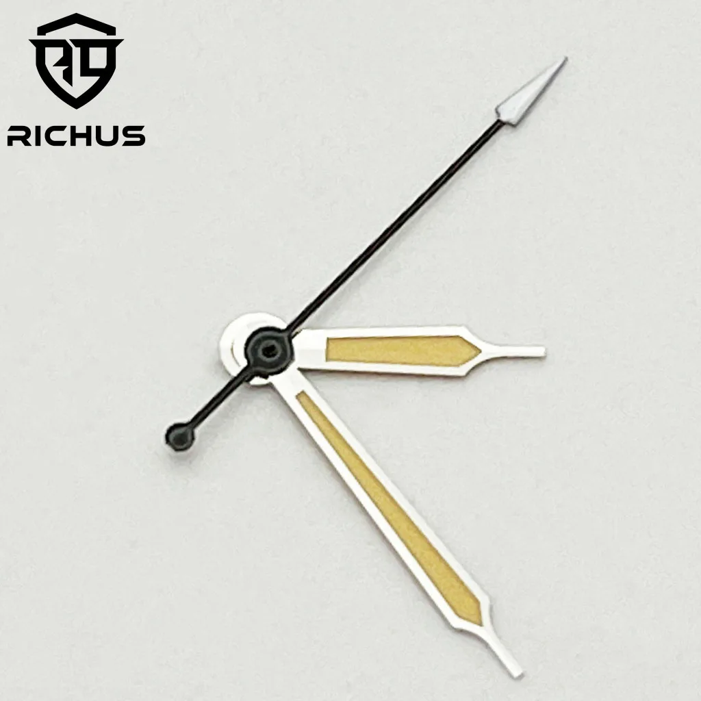 RICHUS Silver/black/white/silver yellow watch hands green luminous fit NH34 NH35 NH36 ETA2824 2836 Miyota8215-DG movement