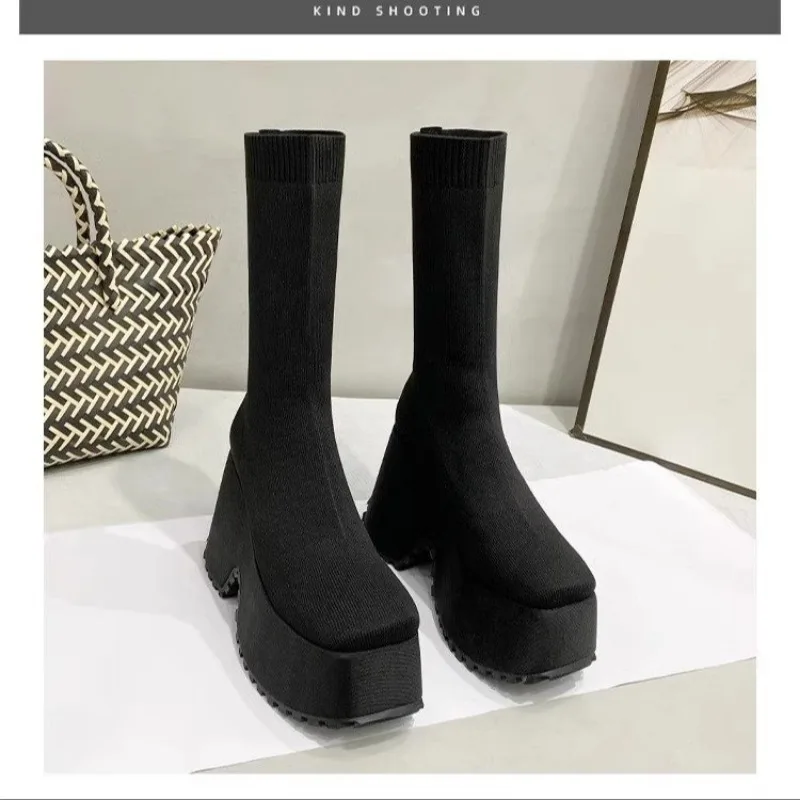 Ankle Super High Heels Chelsea Boots Women Shoes 2024 New Chunky Ladies Shoes Sexy Pumps Platform Goth Motorcycle Snow Boots