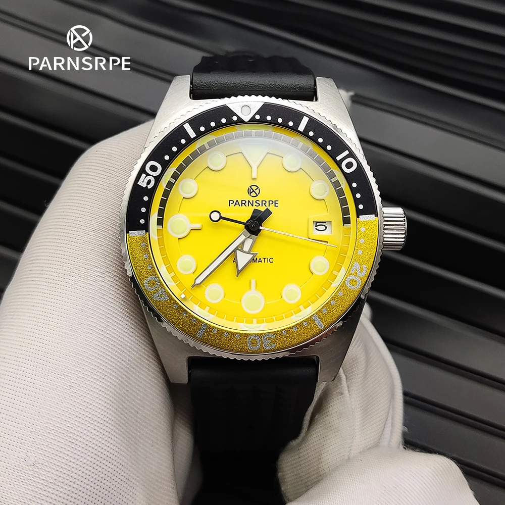 Imagem -04 - Parnsrpe-mens Amarelo Temático Relógio Mecânico Automático Vidro de Safira Luminous Asséptica Dial Luxo Japão Ver 40 mm Nh35