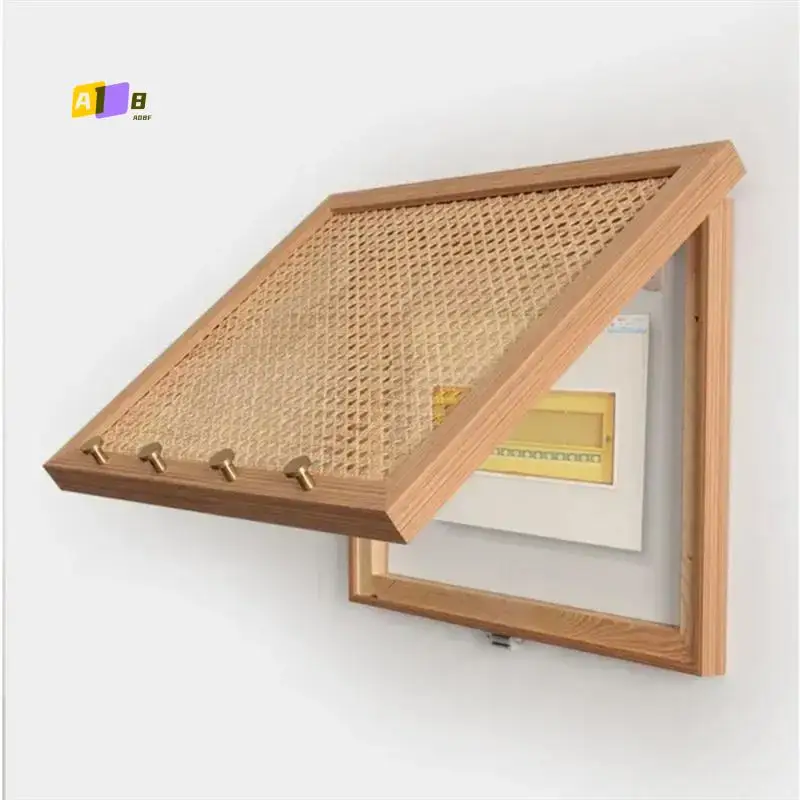 

A08F-Rattan Electric Meter Box Flip Design Wall Sticker Clothes Hook Power Switch Cover Home Decoration
