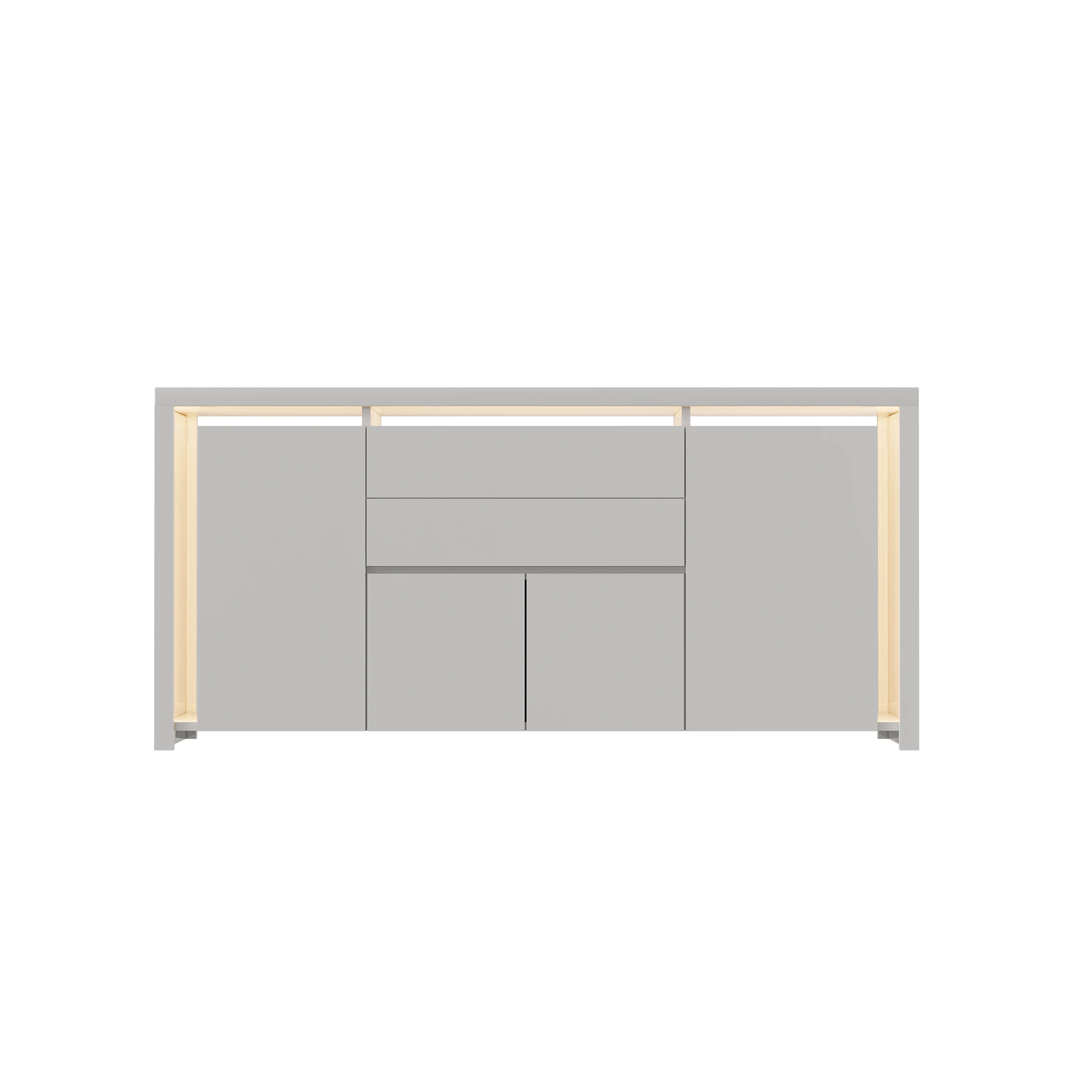 Rosahqnda Hoogglans dressoir woonkamer met 3 laden en 2 deuren, buffetkast met LED-lichtbalk, woonkamerkast - afbeelding 2