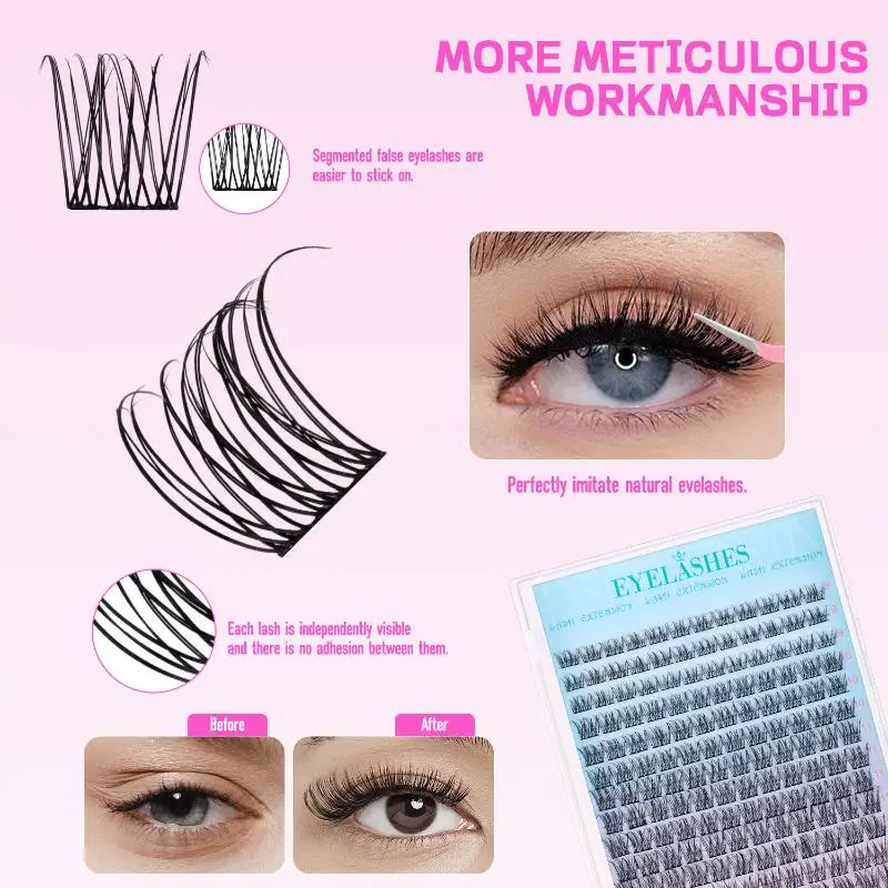 Transform Your Lashes at Home with Professional DIY Extension Kit Includes Clusters and Tweezers