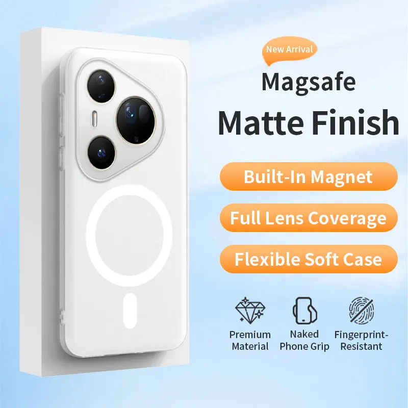 Original klare, matte, weiche TPU-Silikon-Magnet-Hülle für Magsafe Huawei Pura 70 80 Nova 14 15 Pro Ultra Plus Schutzhülle