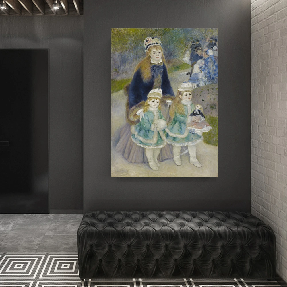 Replica Canvas Print Pierre Auguste Renoir - Mother and Children Canvas Painting Printed Lobby Bedroom Wall Decor Drop Shipping