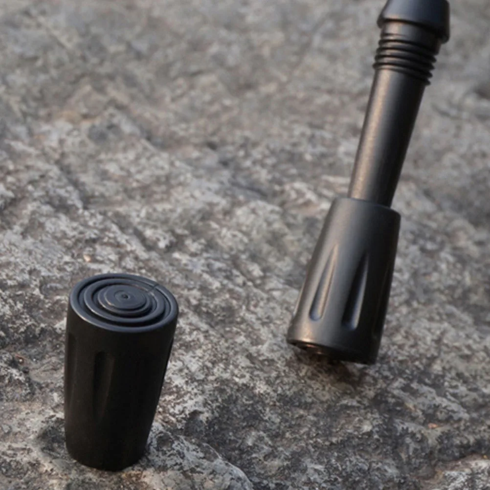 

12Pcs Trekking Pole Anti-Slip Pads Lightweight Durable Rubber Shockproof Crutch Feet Covers Black