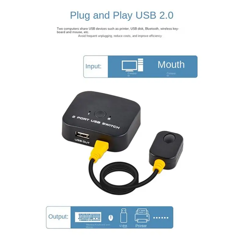 

AB30 USB KVMswitcher Adapter USB Switcher KVM Switch Printer Sharer for Computer Keyboard Mouse Sharer Controller
