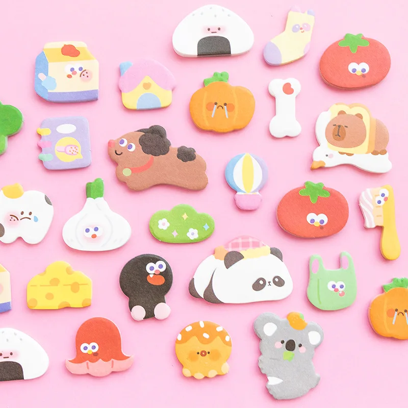 90 pcs/pack Korean Cute Sticky Notes Cartoon Sticky Notes Animals Shape Markers Flags Self-Stick Memo Pads Students Home Office