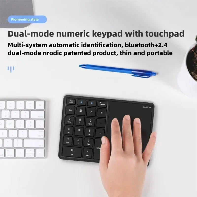 2.4G Wireless Bluetooth Numeric Keypad with Touchpad 22 Keys Rechargeable Number Keyboard for Laptop Windows iOS Mac