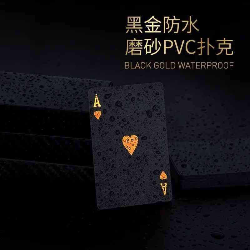 Black Gold Waterproof Matte PVC Playing Cards Durable Scratch-Resistant Card Deck for Adults Party Game Outdoor Camping Travel