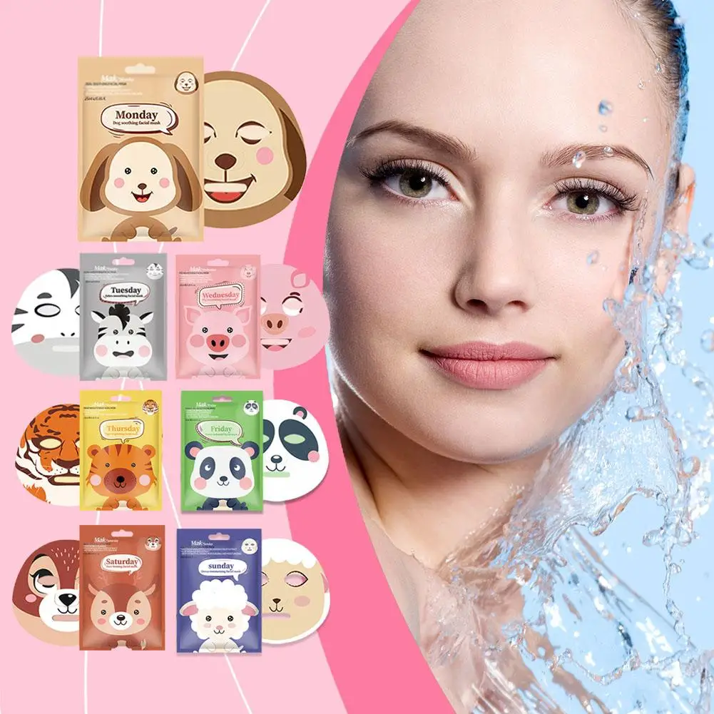 1pc Cute Cartoon Facial Mask Moisturizing Hydrating Mask Deep Moisturizing Tender Skin Mask Dog Panda Pig Animal Mask Skin Care