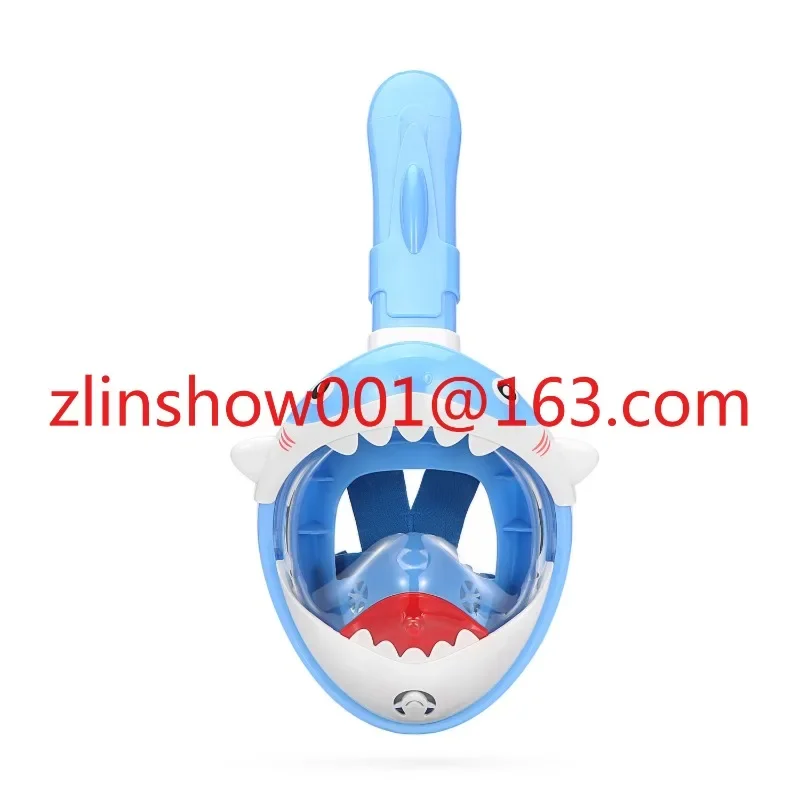 Factory Professional Anti Fog shark Design kids dry top full face snorkel mask Swimming Mask