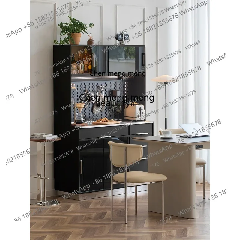 light luxury dining side wine cabinet small apartment tea cabinet kitchen modern simple living room cupboard stainless steel