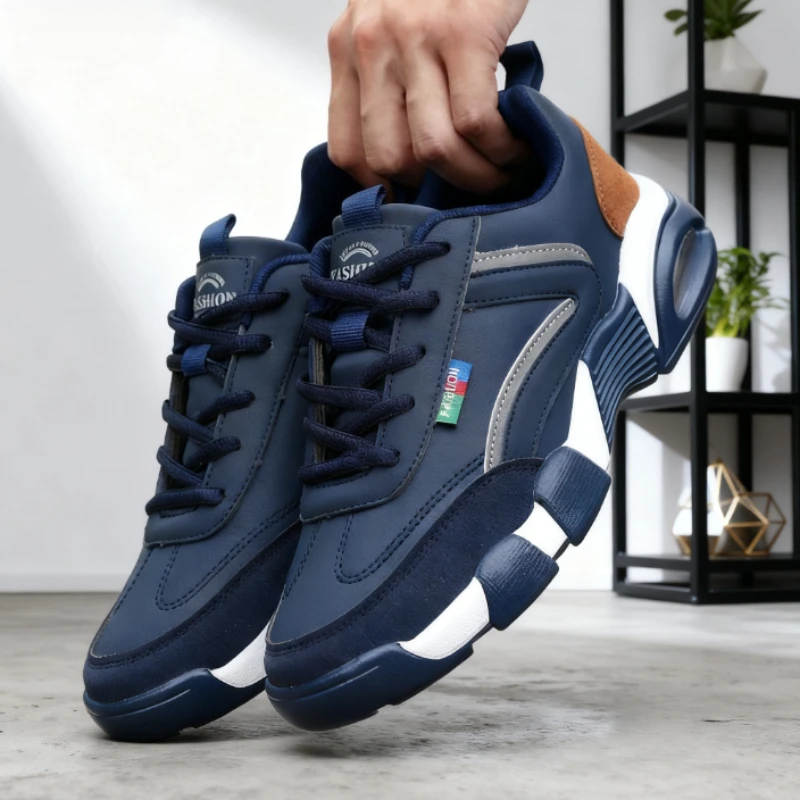 New Men's Sneakers Patchwork Design Comfortable Rebound Hiking Shoes Waterproof Fit Modern Classic Spring and Autumn Men's Shoes